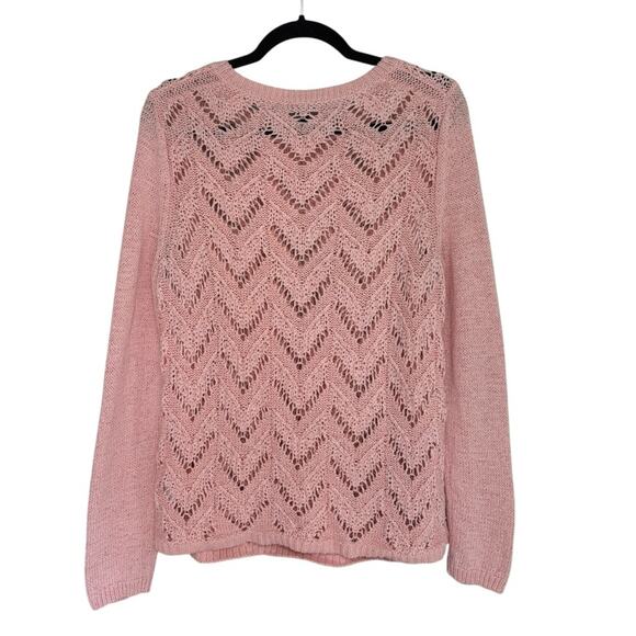 Talbots Favorite Pointelle Crewneck Sweater in Scallop Pink - Size L - Picture 4 of 6